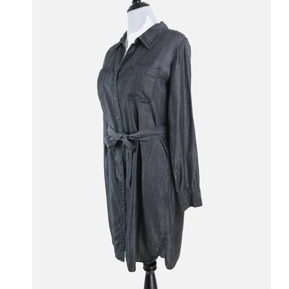 Soft Surroundings Size M Shirt Dress Woven Tencel Gray 326112